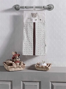 Прикроватная сумка серии Cute Bear бежевая, 100% хлопок, размер 30 х 65 см. (Kidboo, 00-0013008_Beige)